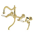 Wilshire KS1242WLLBS 8" Centerset Wall Mount Kitchen Faucet with Brass Sprayer KS1242WLLBS